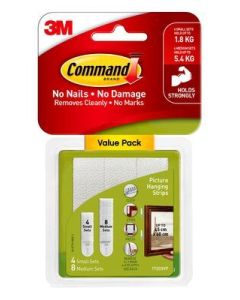 Adhesive Command Strips Value 4 small 8 medium