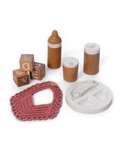 Wooden Role Play Doll Feeding Set of 9
