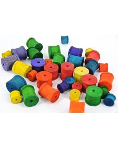 Spools Wooden Coloured Asstd Pk50