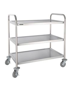 Stainless Steel 3 Tier Clearing Trolley Large