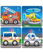 Emergency Vehicles Knob Puzzle Set of 4